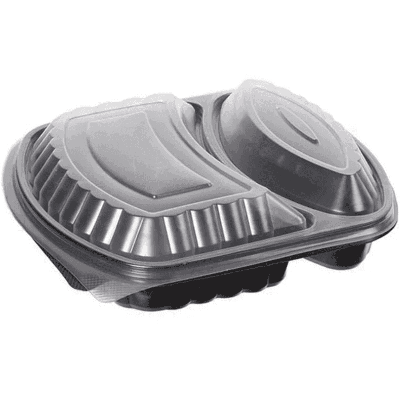 პლასტიკური 2 კუპე მენიუს კონტეინერი (სითბოგამძლე)