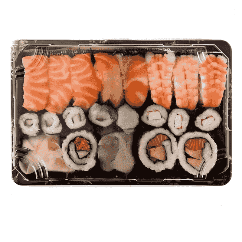 სუშის კონტეინერის პლასტიკური სერვირების ნაკრები დიდი 13x21 სმ - 2