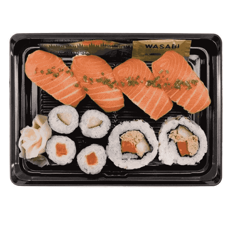 სუშის კონტეინერის პლასტიკური სერვირების ნაკრები დიდი 13x21 სმ - 3