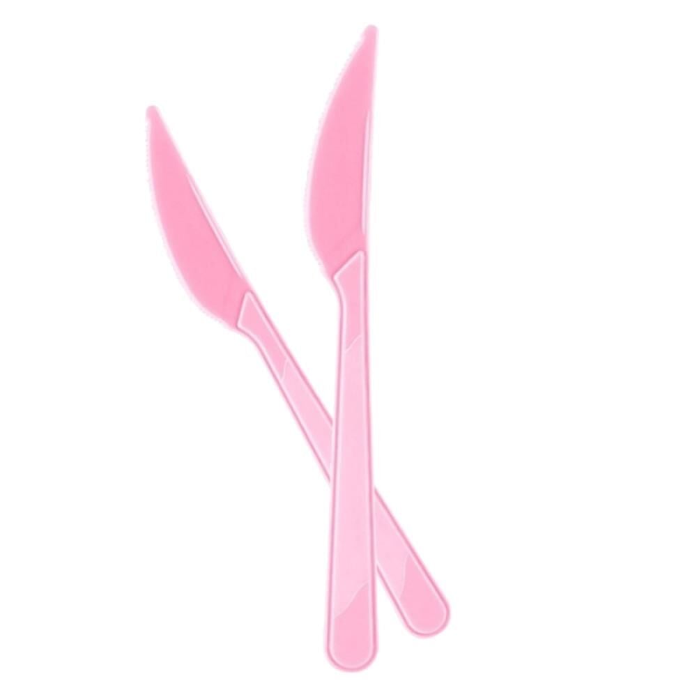 პლასტმასის დანა ვარდისფერი ლუქსი 25 ცალი