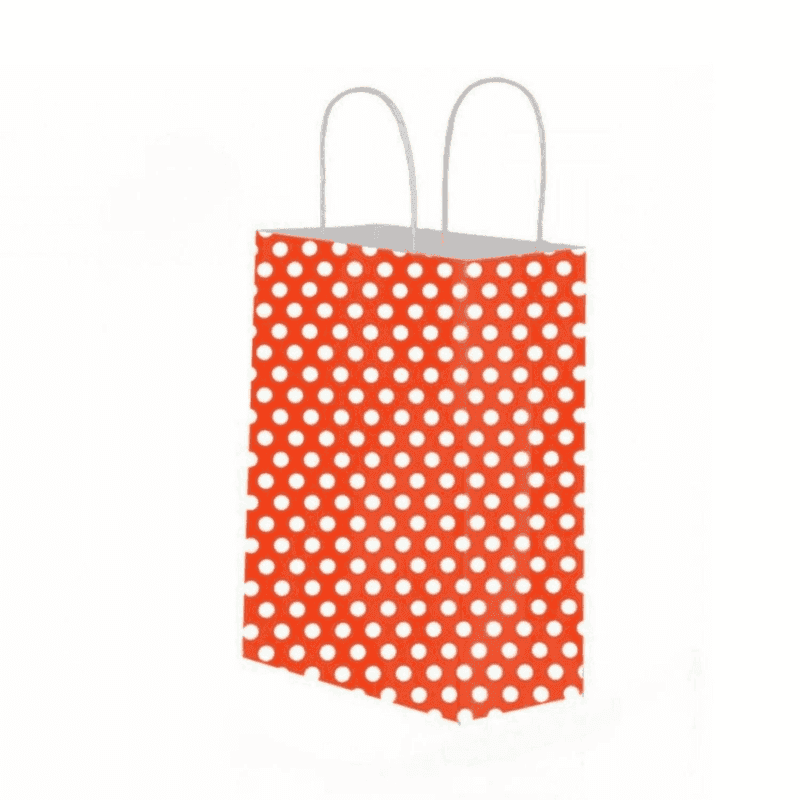 კრაფტის ჩანთა წითელი პოლკა წერტილი 25x31x12 სმ - 2