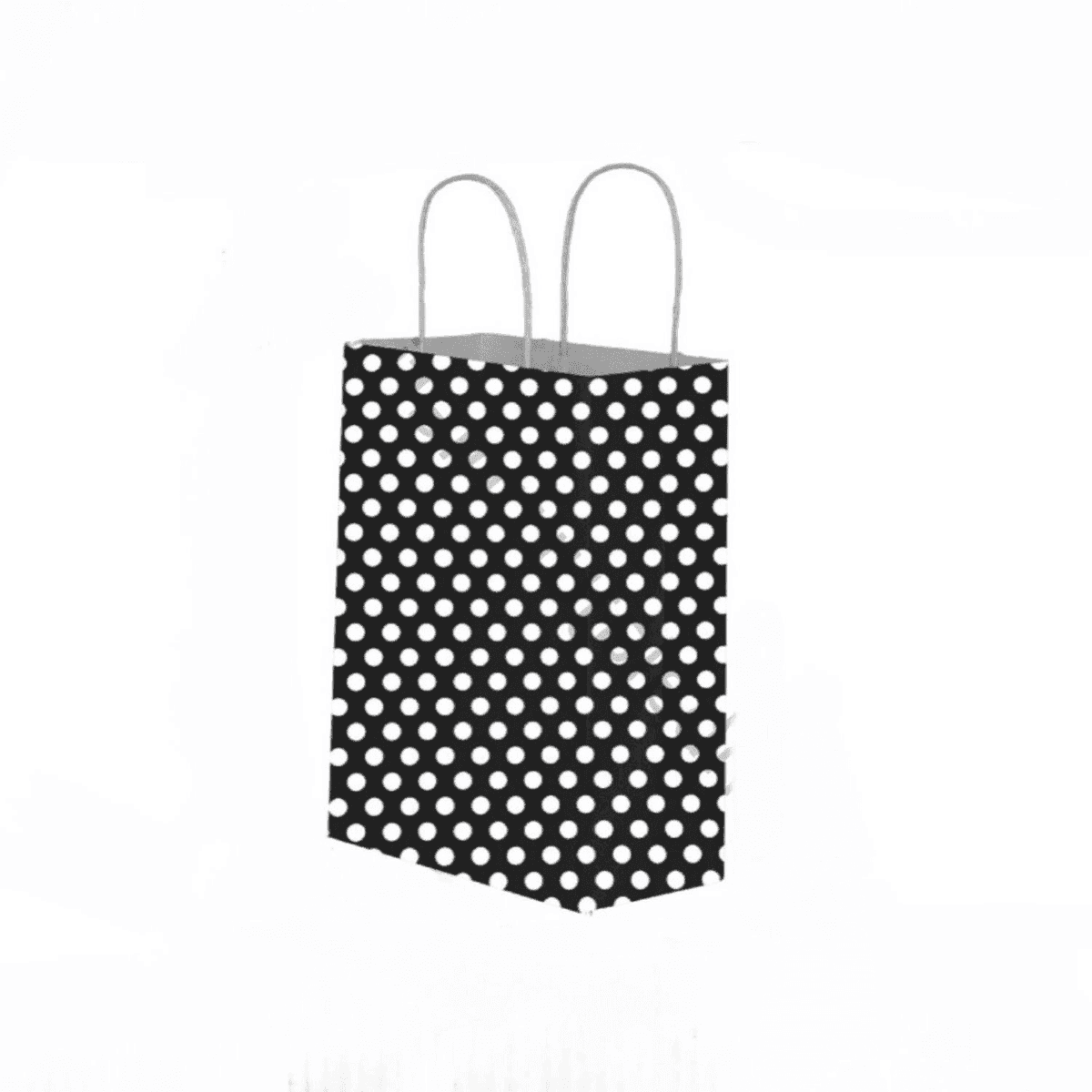შავი პოლკა წერტილოვანი სასაჩუქრე ქაღალდის ჩანთა 18x24x8 სმ - 2